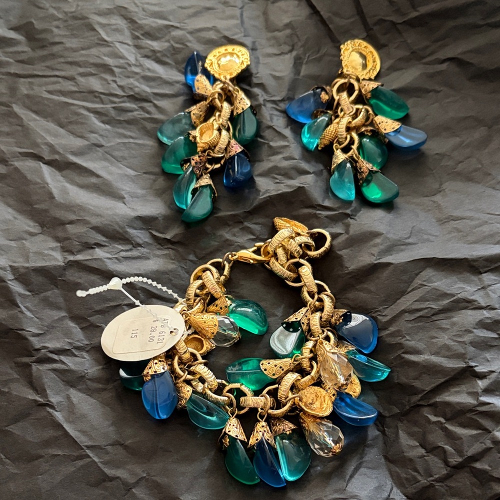 Gabor Gold and Blue-Green Earrings